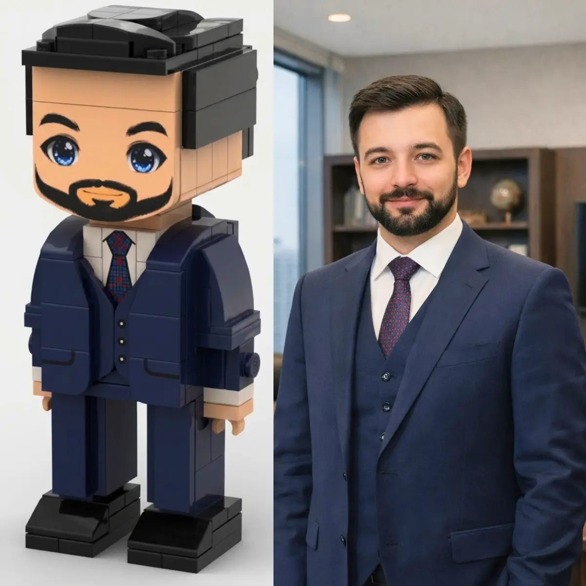Фигурка-конструктор BrickMe в корпоративной одежде с логотипом